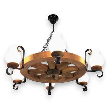 Brilagi - Lámpara colgante con cadena ROATA 6xE14/40W/230V haya