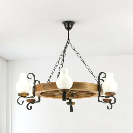 Brilagi - Lámpara colgante con cadena ROATA 6xE14/40W/230V haya