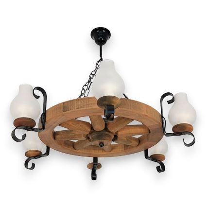 Brilagi - Lámpara colgante con cadena ROATA 6xE14/40W/230V haya
