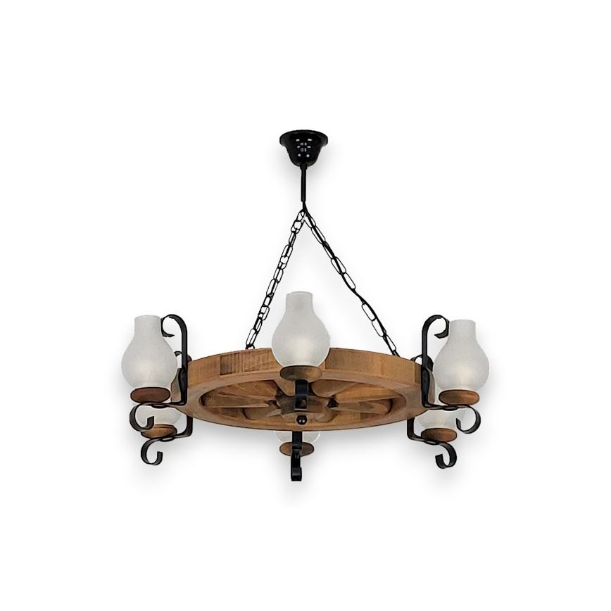 Brilagi - Lámpara colgante con cadena ROATA 6xE14/40W/230V haya