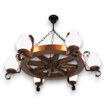 Brilagi - Lámpara colgante con cadena ROATA 6xE14/40W/230V haya/nogal