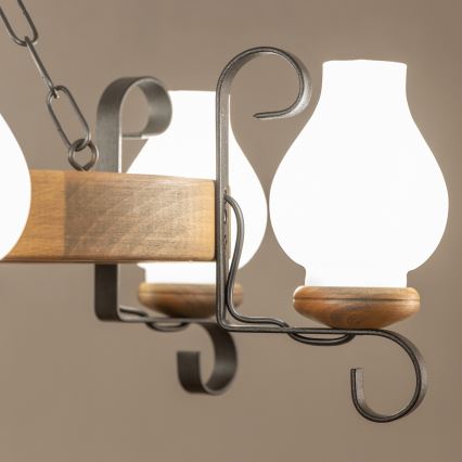 Brilagi - Lámpara colgante con cadena ROATA 6xE14/40W/230V Ø 70 cm haya