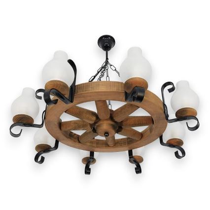 Brilagi - Lámpara colgante con cadena ROATA 8xE14/40W/230V haya