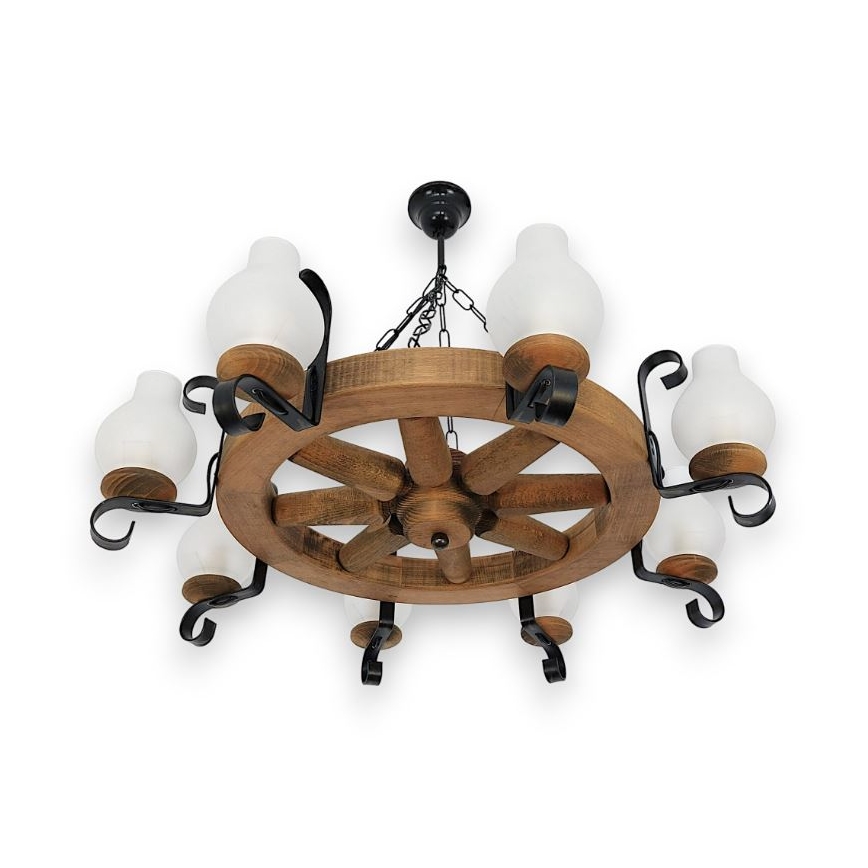 Brilagi - Lámpara colgante con cadena ROATA 8xE14/40W/230V haya