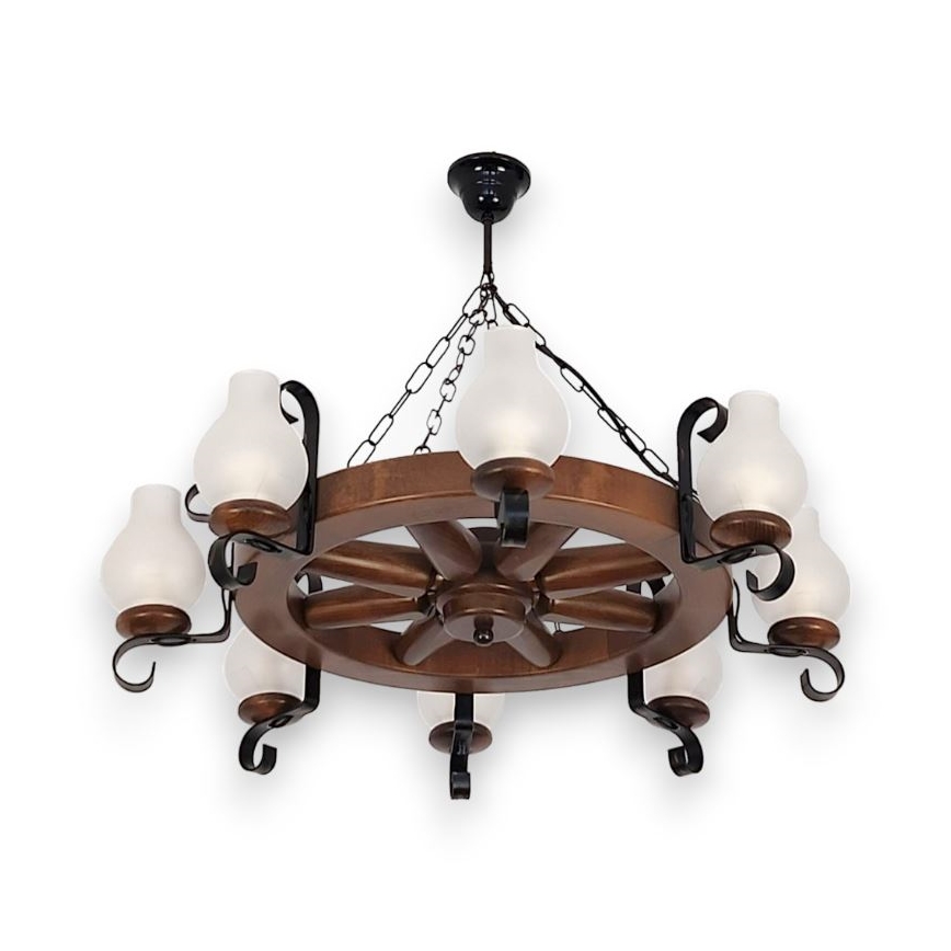 Brilagi - Lámpara colgante con cadena ROATA 8xE14/40W/230V haya/nogal