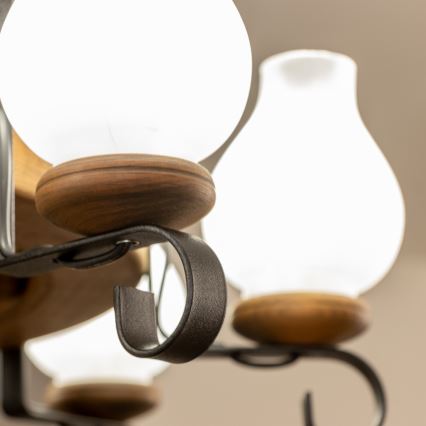 Brilagi - Lámpara colgante con cadena ROATA 8xE14/40W/230V Ø 70 cm haya