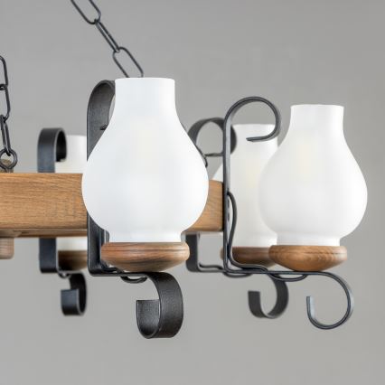 Brilagi - Lámpara colgante con cadena ROATA 8xE14/40W/230V Ø 70 cm haya