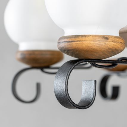 Brilagi - Lámpara colgante con cadena ROATA 8xE14/40W/230V Ø 70 cm haya