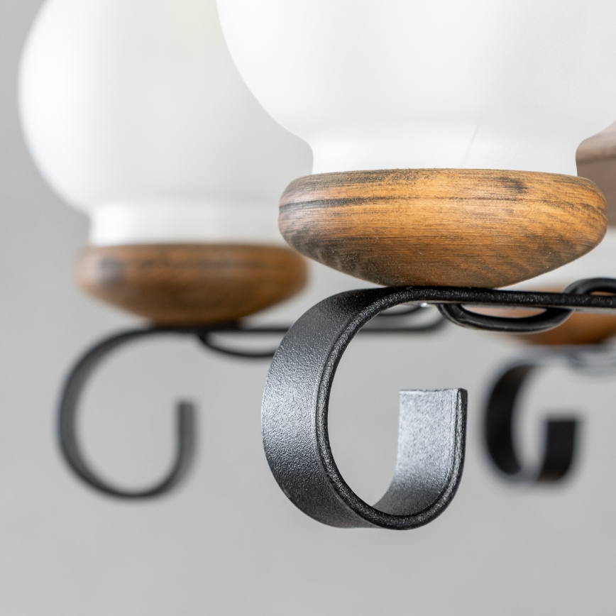 Brilagi - Lámpara colgante con cadena ROATA 8xE14/40W/230V Ø 70 cm haya