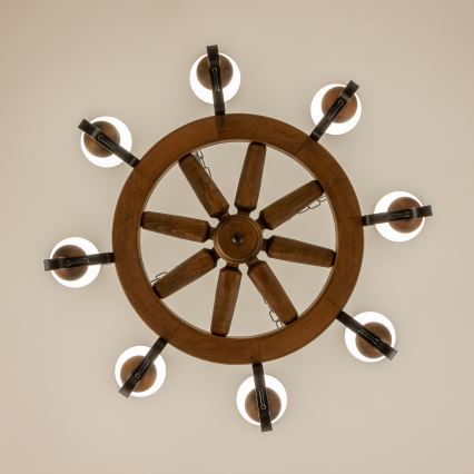 Brilagi - Lámpara colgante con cadena ROATA 8xE14/40W/230V Ø 70 cm haya