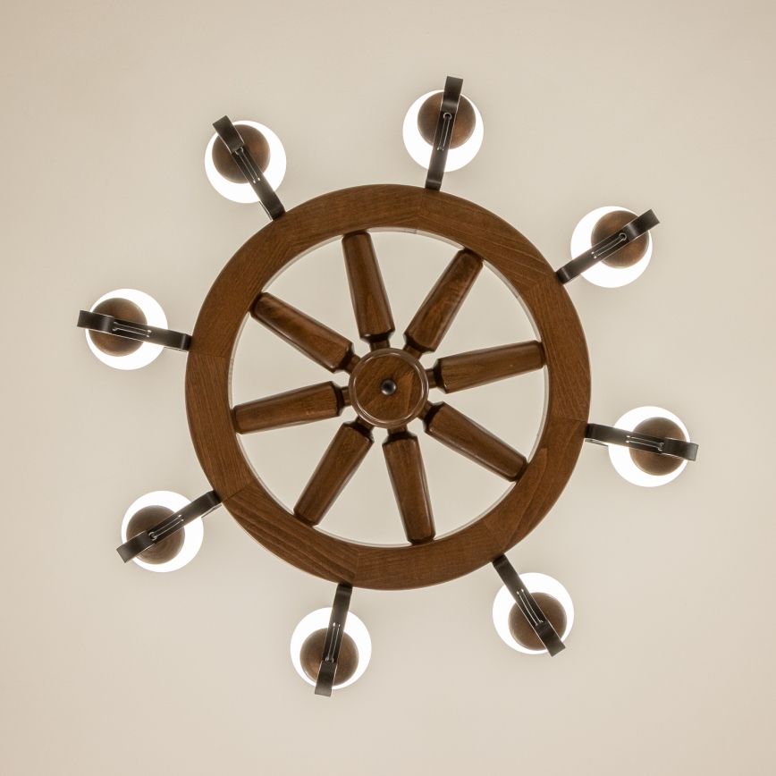 Brilagi - Lámpara colgante con cadena ROATA de 8xE14/40W/230V, Ø 70 cm, haya/nogal