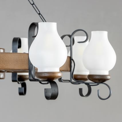 Brilagi - Lámpara colgante con cadena ROATA de 8xE14/40W/230V, Ø 70 cm, haya/nogal