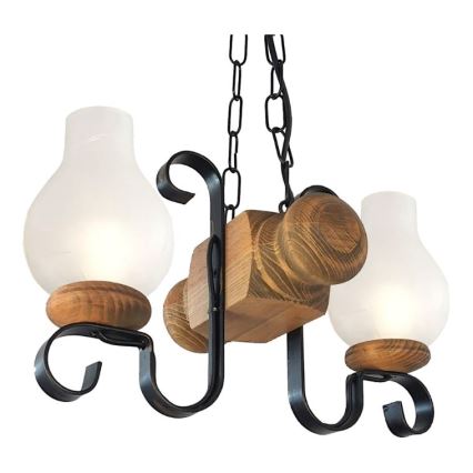 Brilagi - Lámpara colgante con cadena RUSTIC 2xE14/40W/230V haya