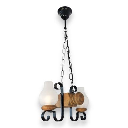 Brilagi - Lámpara colgante con cadena RUSTIC 2xE14/40W/230V haya