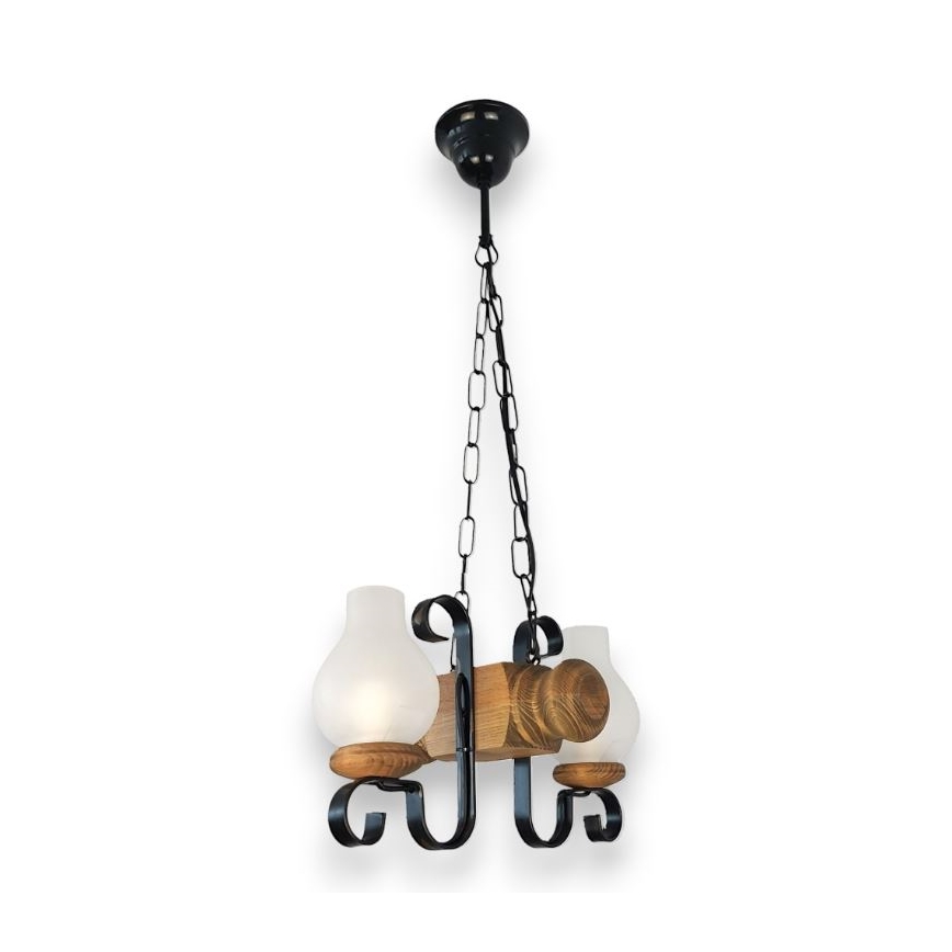 Brilagi - Lámpara colgante con cadena RUSTIC 2xE14/40W/230V haya