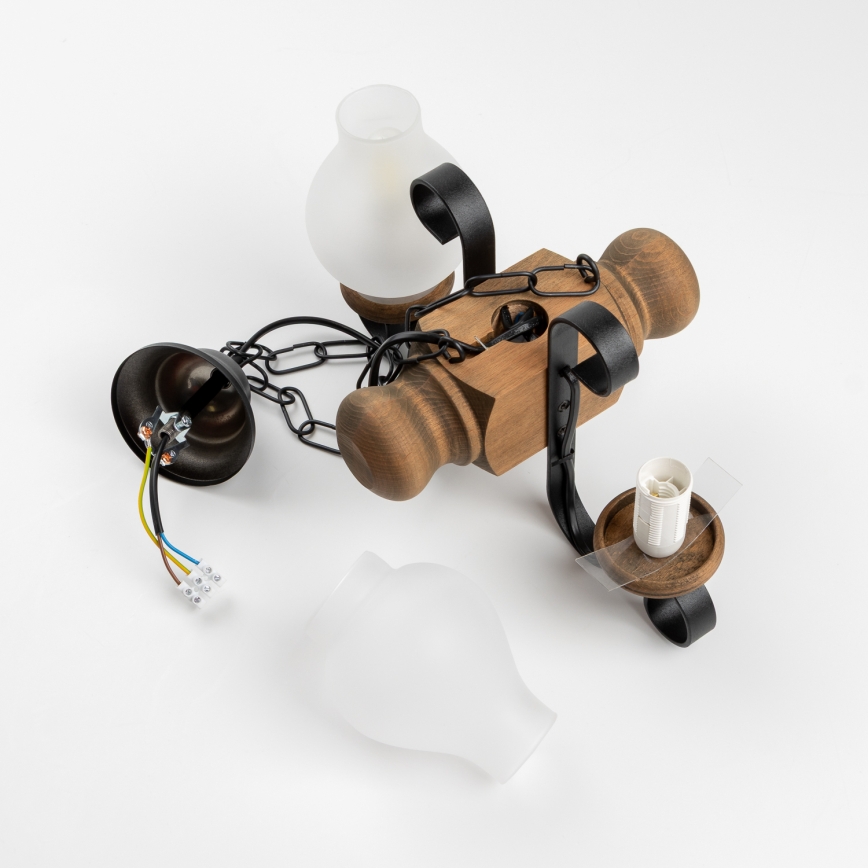 Brilagi - Lámpara colgante con cadena RUSTIC 2xE14/40W/230V haya