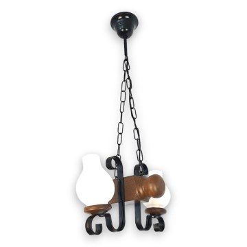 Brilagi - Lámpara colgante con cadena RUSTIC 2xE14/40W/230V haya/nogal