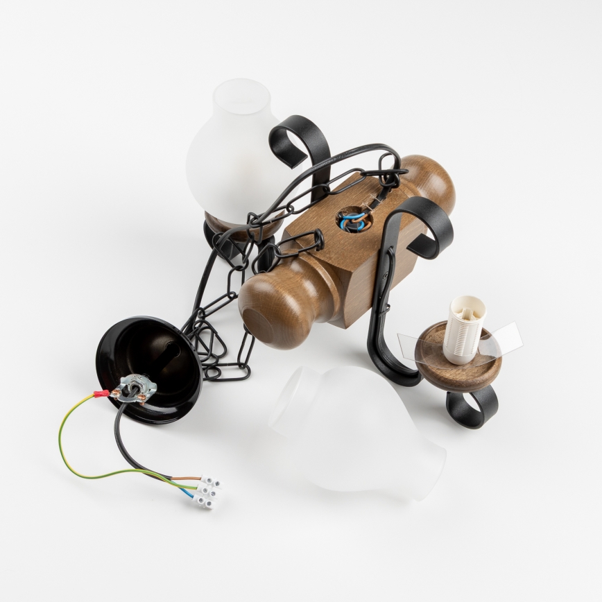 Brilagi - Lámpara colgante con cadena RUSTIC 2xE14/40W/230V haya/nogal