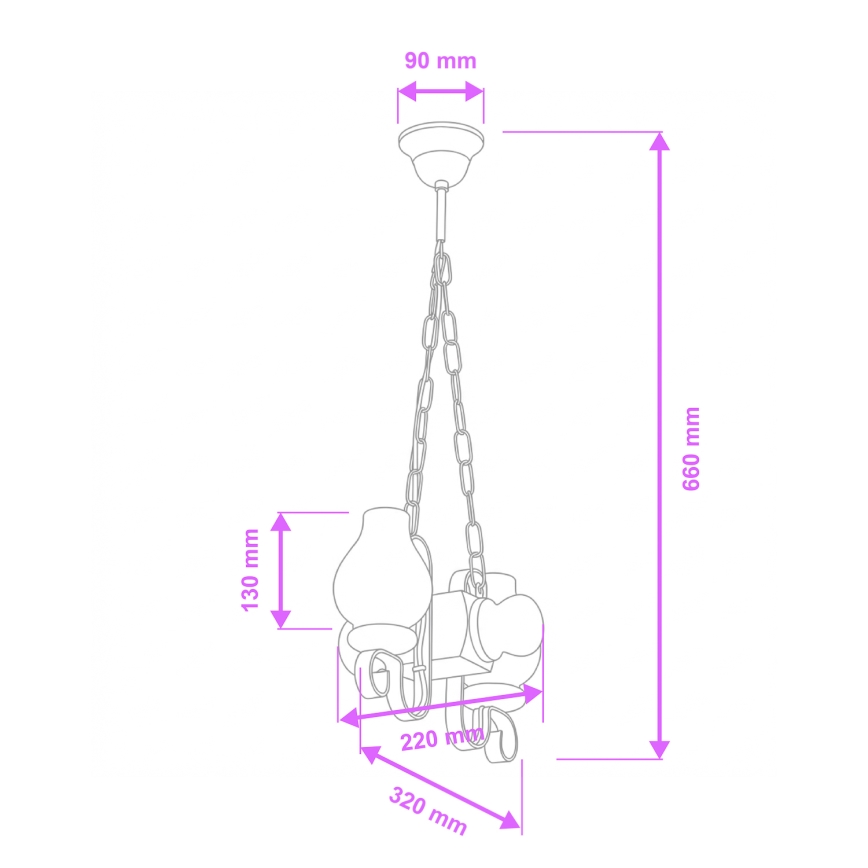 Brilagi - Lámpara colgante con cadena RUSTIC 2xE14/40W/230V haya/nogal
