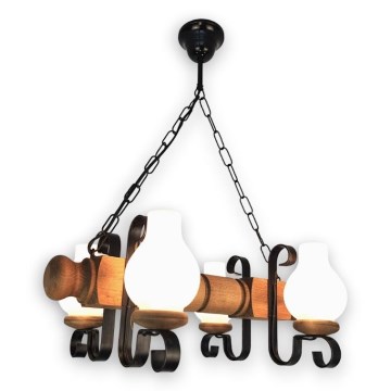 Brilagi - Lámpara colgante con cadena RUSTIC 4xE14/40W/230V haya