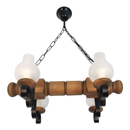 Brilagi - Lámpara colgante con cadena RUSTIC 4xE14/40W/230V haya