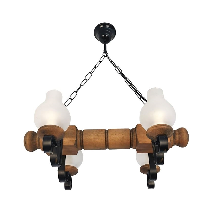Brilagi - Lámpara colgante con cadena RUSTIC 4xE14/40W/230V haya