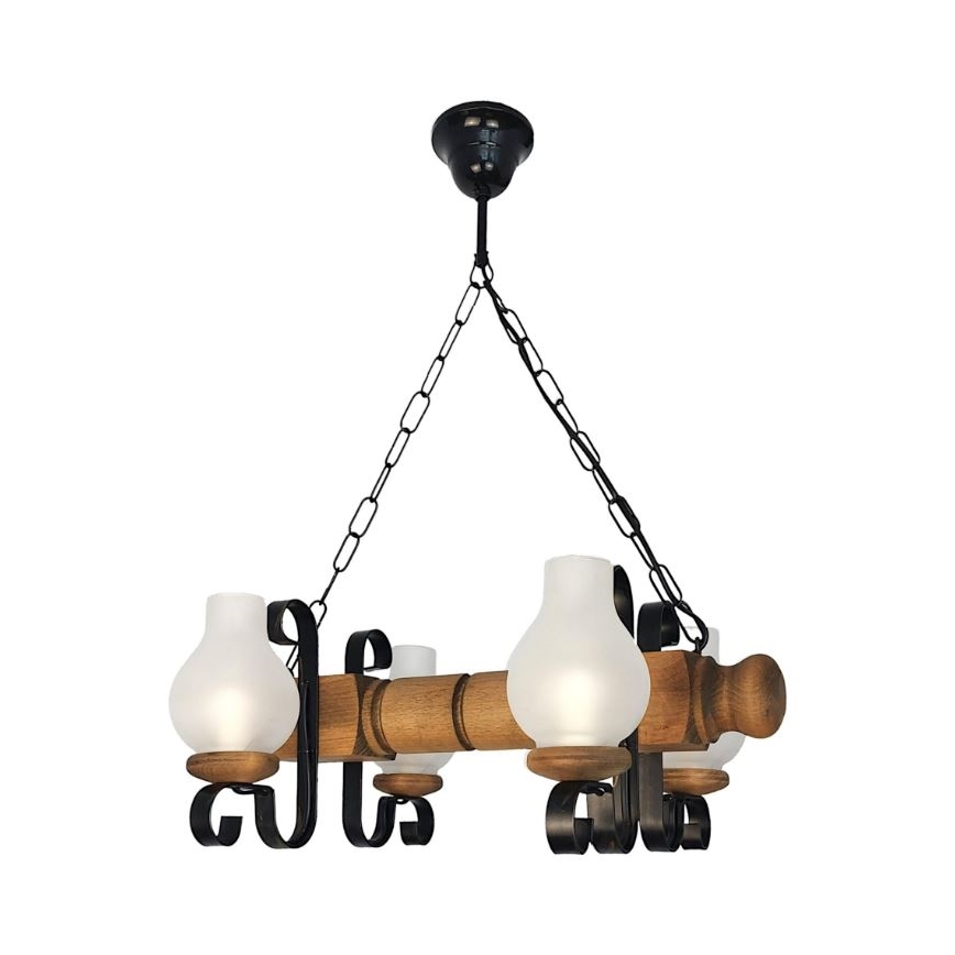 Brilagi - Lámpara colgante con cadena RUSTIC 4xE14/40W/230V haya