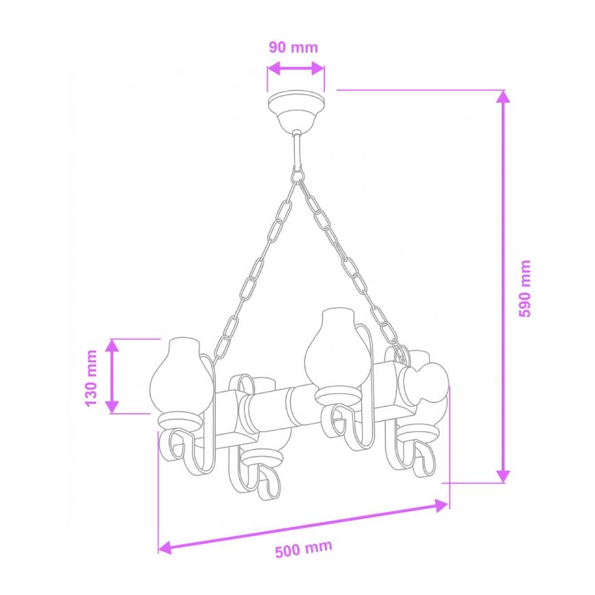 Brilagi - Lámpara colgante con cadena RUSTIC 4xE14/40W/230V haya