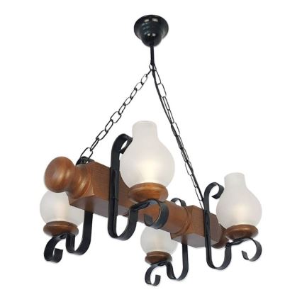 Brilagi - Lámpara colgante con cadena RUSTIC 4xE14/40W/230V haya/nogal