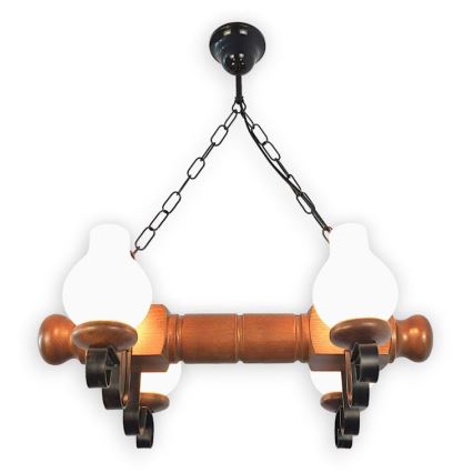 Brilagi - Lámpara colgante con cadena RUSTIC 4xE14/40W/230V haya/nogal