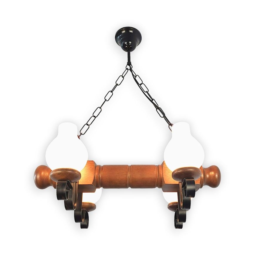 Brilagi - Lámpara colgante con cadena RUSTIC 4xE14/40W/230V haya/nogal