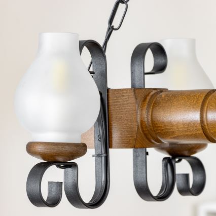 Brilagi - Lámpara colgante con cadena RUSTIC 4xE14/40W/230V haya/nogal