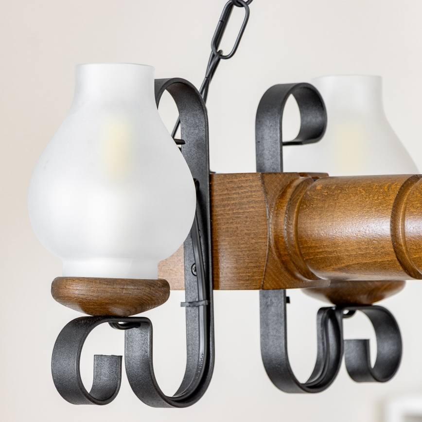 Brilagi - Lámpara colgante con cadena RUSTIC 4xE14/40W/230V haya/nogal