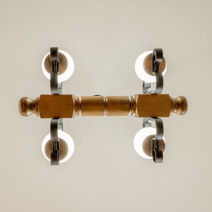 Brilagi - Lámpara colgante con cadena RUSTIC 4xE14/40W/230V haya/nogal