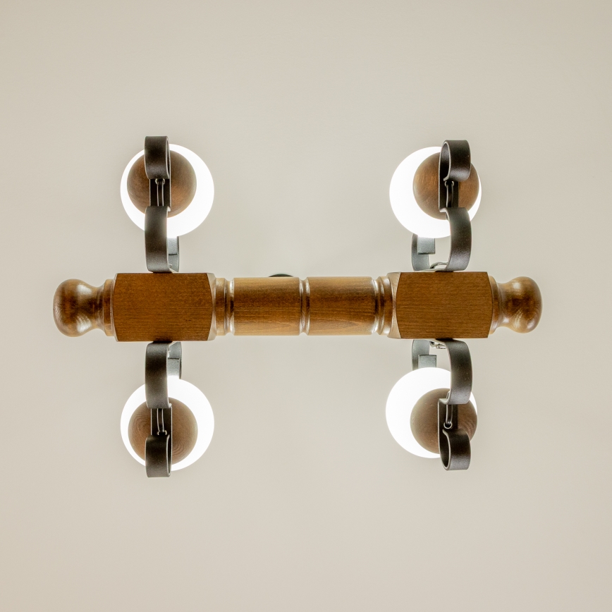 Brilagi - Lámpara colgante con cadena RUSTIC 4xE14/40W/230V haya/nogal