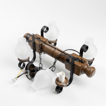 Brilagi - Lámpara colgante con cadena RUSTIC 4xE14/40W/230V haya/nogal