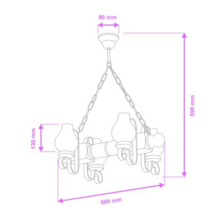 Brilagi - Lámpara colgante con cadena RUSTIC 4xE14/40W/230V haya/nogal
