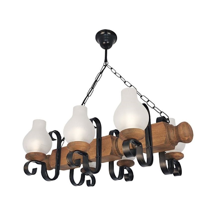 Brilagi - Lámpara colgante con cadena RUSTIC 6xE14/40W/230V haya