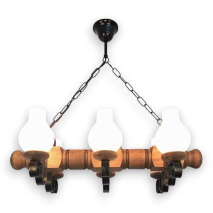 Brilagi - Lámpara colgante con cadena RUSTIC 6xE14/40W/230V haya