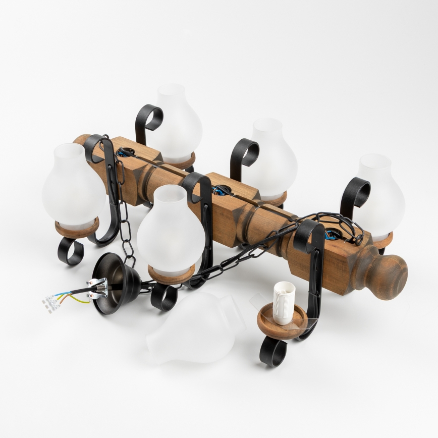 Brilagi - Lámpara colgante con cadena RUSTIC 6xE14/40W/230V haya