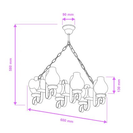 Brilagi - Lámpara colgante con cadena RUSTIC 6xE14/40W/230V haya