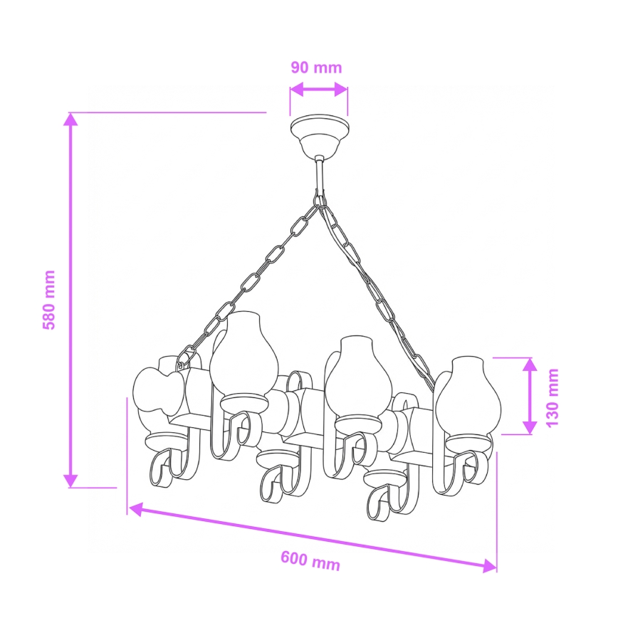 Brilagi - Lámpara colgante con cadena RUSTIC 6xE14/40W/230V haya