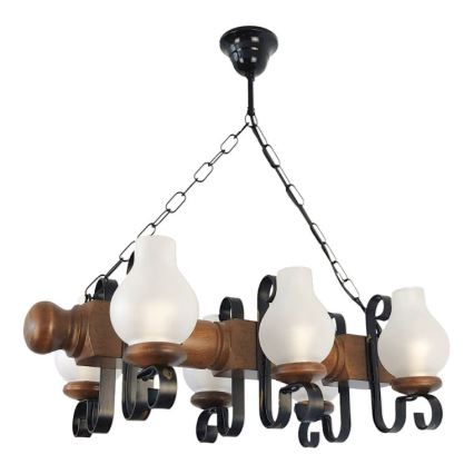 Brilagi - Lámpara colgante con cadena RUSTIC 6xE14/40W/230V haya/nogal