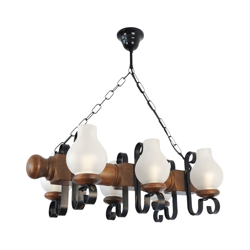Brilagi - Lámpara colgante con cadena RUSTIC 6xE14/40W/230V haya/nogal