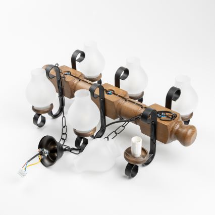 Brilagi - Lámpara colgante con cadena RUSTIC 6xE14/40W/230V haya/nogal