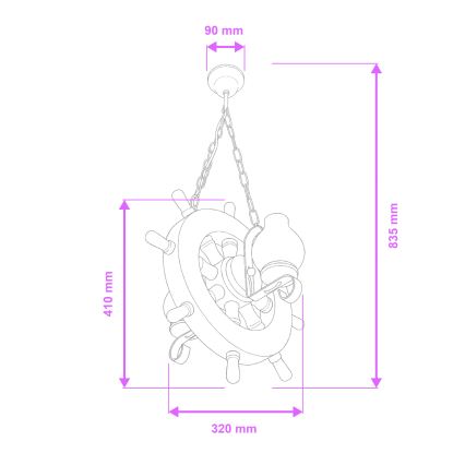 Brilagi - Lámpara colgante con cadena TIMONA 2xE14/40W/230V haya/nogal