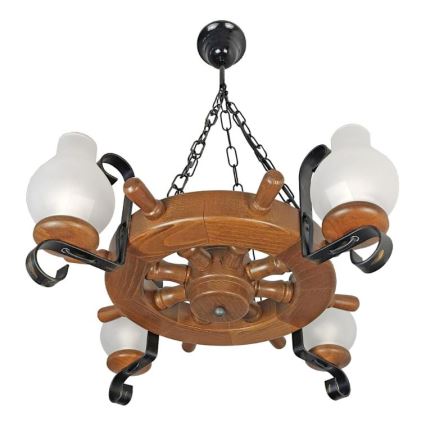 Brilagi - Lámpara colgante con cadena TIMONA 4xE14/40W/230V haya/nogal