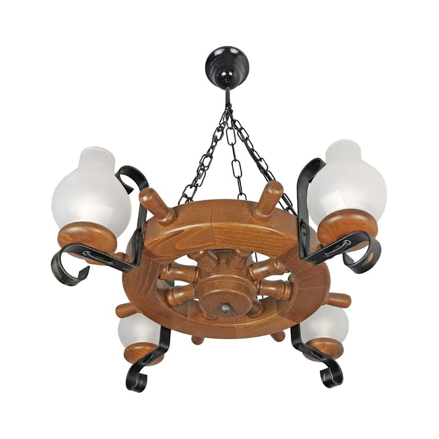 Brilagi - Lámpara colgante con cadena TIMONA 4xE14/40W/230V haya/nogal