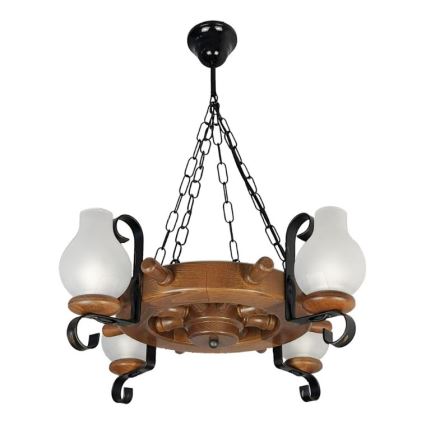 Brilagi - Lámpara colgante con cadena TIMONA 4xE14/40W/230V haya/nogal