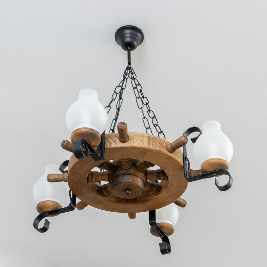 Brilagi - Lámpara colgante con cadena TIMONA 4xE14/40W/230V Ø 50 cm haya